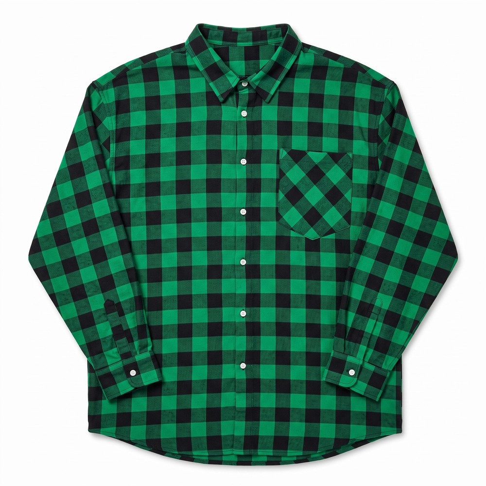 Unbranded Plaid Button Down Shirt Mens 4XL Green Black Excellent Buffalo Check